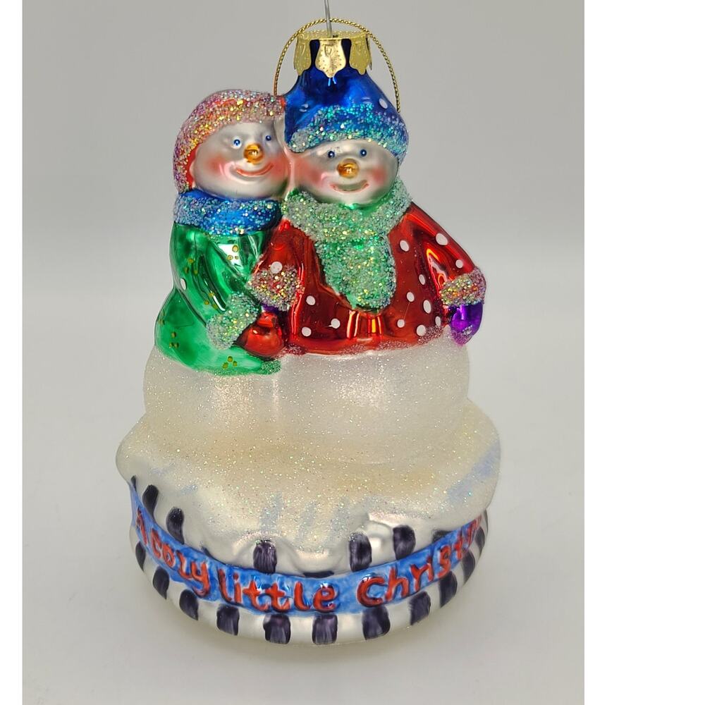 Vintage Brother Sister Design Studio "A Cozy Little Christmas" Glass Ornament 5"